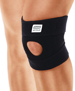 JOELHEIRA CURTA COM ORIFÍCIO PATELAR AJUSTÁVEL (NEOPRENE)